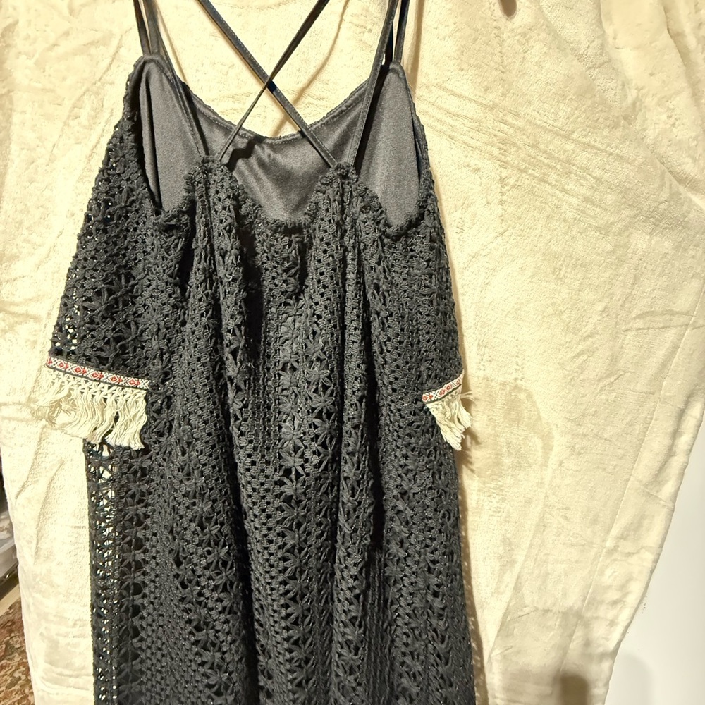 Black Crochet Cover-Up Dress